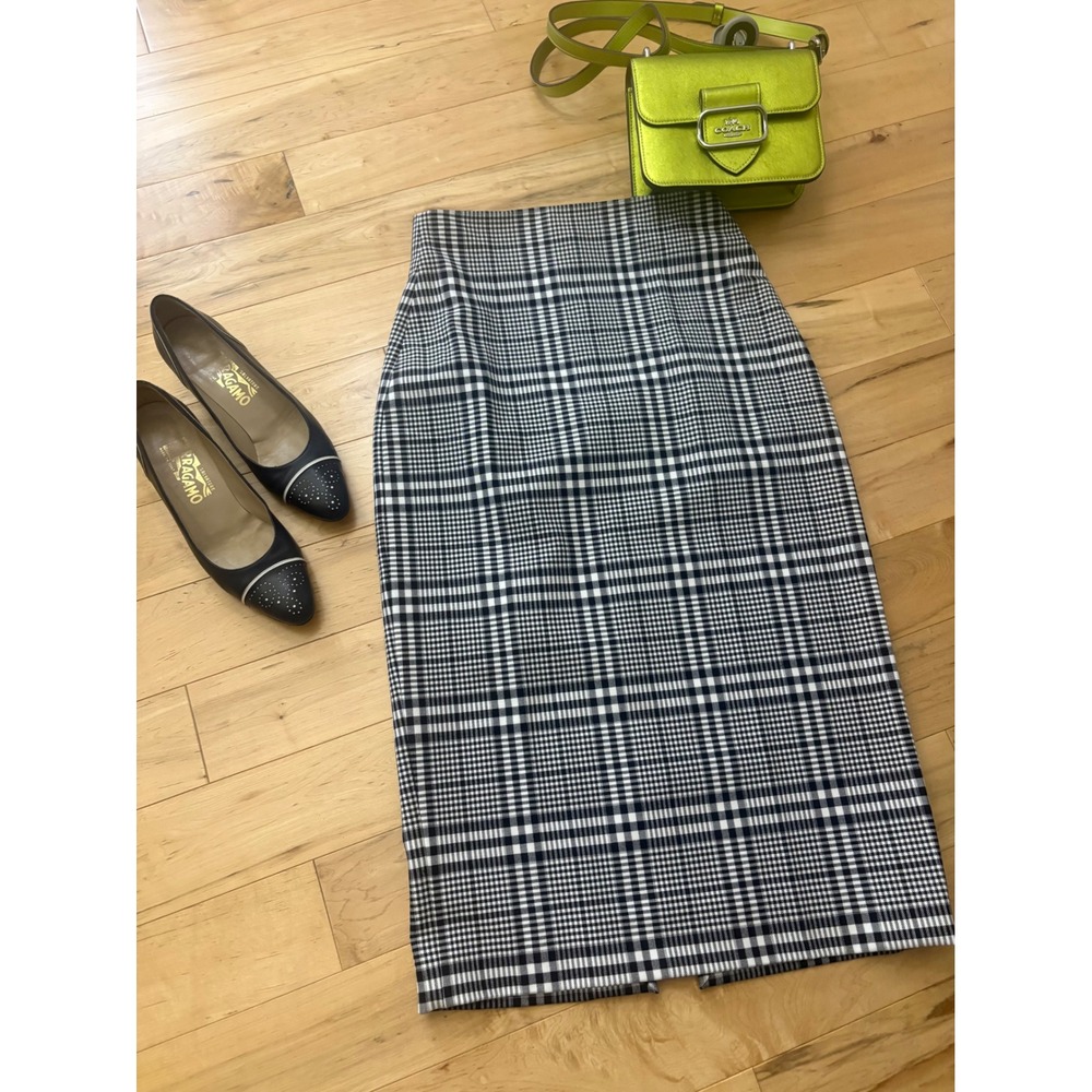 Zara Black White Plaid High Waisted Pencil